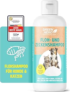 Green Hero Flohshampoo und Zeckenshampoo für Hund & Katze 250 ml | Schützt vor Flöhen, Zecken…