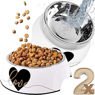 ne&no® Futternapf 2er Set für mittlere Hunde, Katzen oder Welpen [Unique Design by NE&NO] Fress…