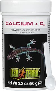 Exo Terra Puderzusatzpräparat, Calcium und Vitamin D3, Futterzusatz für Reptilien, 90g