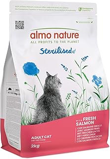Almo Nature Sterilised – Trockenfutter für Sterilisierte Katzen mit Frischem Lachs – Mit Niedrig…