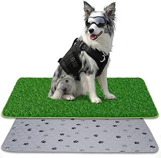 90*60CM 2-in-1 Pinkelmatte für Hunde Hundeklo Hundetoilette Welpentoilette mit Kunstrasen Hundek…