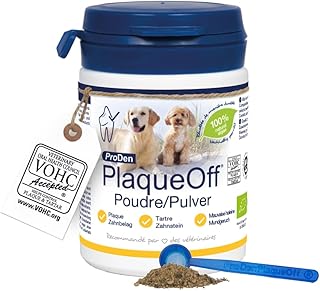 ProDen PlaqueOff Zahnpulver für Hunde & Katzen 60 g, Zahnputzflocken Hund, Zahnsteinentferner Hu…