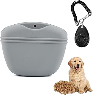 2 Stück Hundeleckerli Beutel mit Trainingsklicker,Hunde Futterbeutel aus Silikon,Snackbeutel mit…
