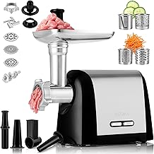 ZEEGMA Molen Chef Elektrischer Fleischwolf, 1900 W mit 3 Schleifplatten aus Edelstahl, 3 kg/min, …