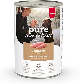 MERA Pure Sensitive Truthahn (6x400g), Hundefutter nass mit hohem Fleischanteil und getreidefrei,…