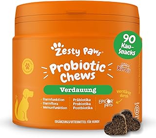Zesty Paws Probiotic Chews für Hunde | Verdauungssnacks für Hunde | Weicher Hunde Leckerlis fü…