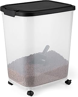 Amazon Basics Tierfutterbehälter für, 22.6 kg,Transparent und Schwarz