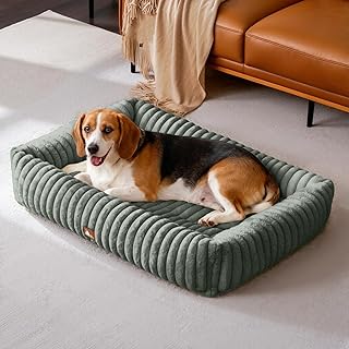 Luxusweicher Hundekorb, Orthopädisches hundebett Grosse Hunde, 4-seitiges Nackenkissen, Abnehmba…