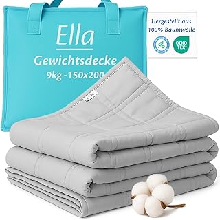 Ella Gewichtsdecke 150×200 9kg – Anti Stress Therapiedecke – Schwere Decke aus 100% Baumwolle – B…