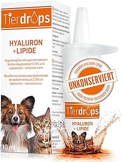 Augentropfen für Hunde und Katzen – 0,15% quervernetztes Hyaluron und Liposome – Natürliche…
