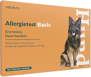 vetevo Allergietest Basic Hund, Unverträglichkeitstest Hunde, bei Juckreiz-Symptomen, Pfoten-Bei…