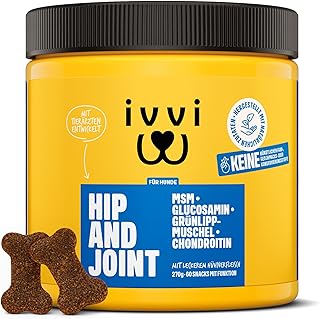 ivvi Hip & Joint – hochkonzentrierte Gelenktabletten für Hunde als Leckerli mit Grünlippmuschel…