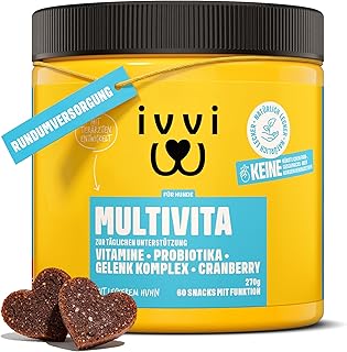 ivvi Multivitamin für Hunde als Leckerli – Rundumversorgung mit Probiotika, B Vitamine, Omega …