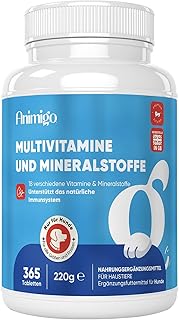 Animigo Multivitamine für Hunde – 365 Vitamine Tabletten – Mit Vitamin B Komplex (B1, B2, B3, B5…