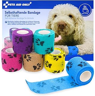 First Aid Only Selbsthaftende Bandagen für Tiere 6 Stück | Selbstklebender Verband für Haustie…