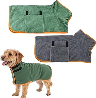 Hundebademantel Kleine Hunde, Hunde Bademantel, Schnell Trocknender Hundebademantel Mit Klettvers…
