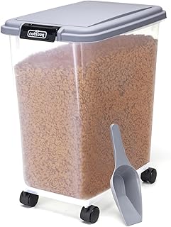 Nobleza – Futterbehälter für Haustiere,40 L,für Haustiere, Lebensmittelbox mit Rädern,Klappde…