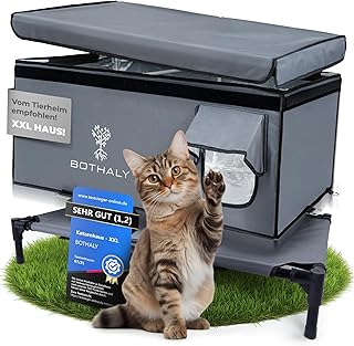 Katzenhaus Outdoor Winterfest [XXL] 2in1 Faltbar Katzenhöhle für Garten, Reisen, als Hundehütt…