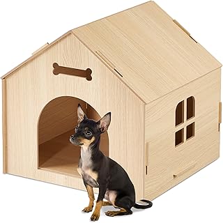 Relaxdays Hundehütte Indoor, Katzenhaus zum selber Bauen, Haustierhaus, für kleine Hunde & Katz…