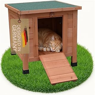 Melko Katzenhaus 50 x 45 x 43 cm mit klappbarem Deckel und Rampe, Winterfest