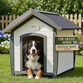 zooprinz wetterfeste Hundehütte Bella – aus massivem Holz – perfekt für draußen – mit umweltfr…