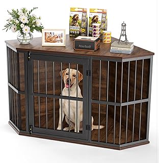 Gimars Eck-Hundekäfig Möbel, Hundehütte aus Holz, Beistelltisch, dekorative Haustierkiste für…