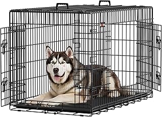 Feandrea Hundekäfig, klappbar, mit 2 Türen, ausziehbare Kunststoffschale, 122 x 74,5 x 80,5 cm,…