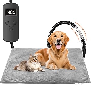 Haustier Heizkissen für Katzen Hunde, einstellbare Hund Heizkissen mit 12 Stufen Timer und 30-55…
