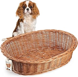 KADAX Hunde und Katzenliege aus Weide, Haustierbett in Naturfarbe, Hundebett, Katzenkorb, Liegest…