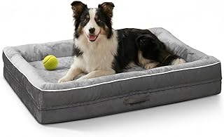 Orthopädisches Hundebett Grosse Hunde, Hundekorb Waschbar mit Eierförmiger Kistenschaum，Wasse…
