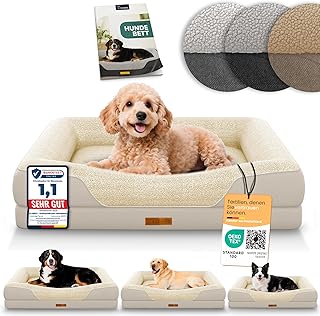 ELONEO orthopädisches Hundebett kleine Hunde – 76x51x17cm, Hundekorb mit Memory Foam, Hundematte…
