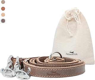 FREUDENTIER Hundeleine 2m aus Leder – Verstellbare Führleine – Handmade in EU – Hundeleine Gross…