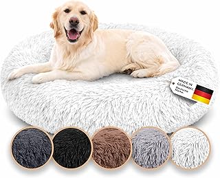 Belune® Hundebett [mit waschbarem Bezug] – Das Original – [XL, 120cm, Weiß] Hundekorb, Katzenbe…