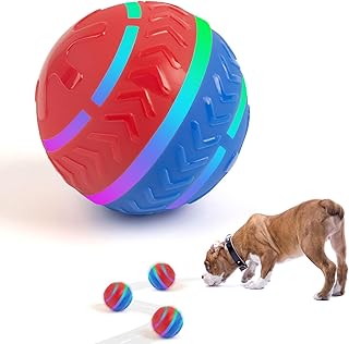 Pet Prime Aufladbarer selbstrollender Hundeball mit LED-Lichtern • Knautschfester & spritzwasse…