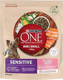 PURINA ONE Mini/Small Delicate Hundefutter trocken für kleine Hunde, reich an Lachs und Reis, 8e…