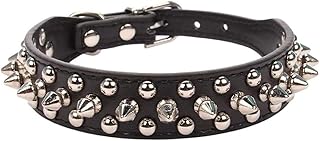 ETOPARS Mit Stacheln besetztes Hundehalsband aus Leder, Bullet Nail Rivet Hundehalsband, Hundehal…