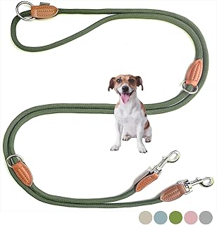 Leisegrün Hundeleine kleine Hunde leicht – Führleine 3m verstellbar mit 2 Karabiner – 3 Meter l…