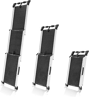 Hunderampe Auto Klappbar- Teleskop Alu Rampe für große Hunde – Stabile Hundetreppe Auto & SUV -…