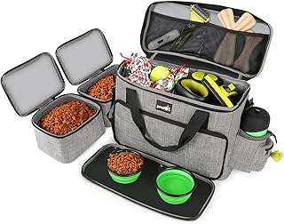 Pecute Hunde Reisetasche Große Hundetasche, Haustier, mit 2 Aufbewahrungstaschen und 2 Hundenäp…
