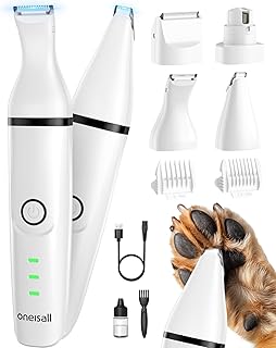 oneisall 4in1 Leise Schermaschine Hund Katze, Wiederaufladbar Hundeschermaschine&Pfotentrimmer&Kr…