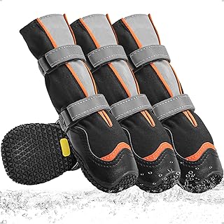 OHCOZZY Tiefe Wasserdicht Hundeschuhe, hohe Hundestiefel mit V-förmiger Zunge für einfaches Anz…