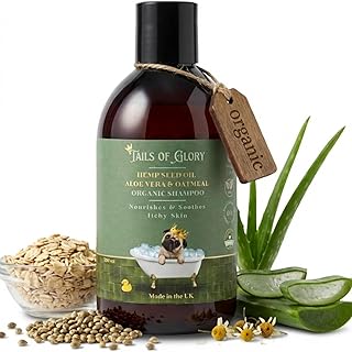 Organisches & Natürliches Hundeshampoo Sensitiv 300ml, mit Hanföl & Aloe Vera, Haferflocken, Bi…