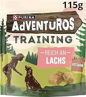Adventuros Training Hundeleckerlis, reich an Lachs, 6er Pack (6 x 115g)