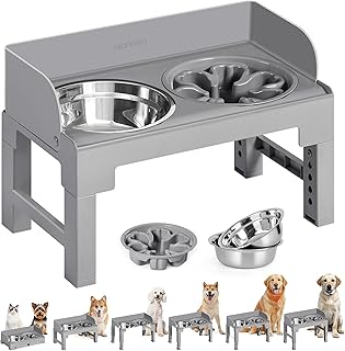 Feandrea Hundenapf erhöht, Futternapf mit Gestell, Fressnäpfe, höhenverstellbar und neigbar, F…