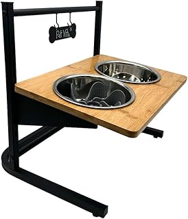 Erhöhter Hundenapf: ALLinONE Hundebar, 12 mal höhenverstellbar mit 2 Edelstahlnäpfen, Futterst…