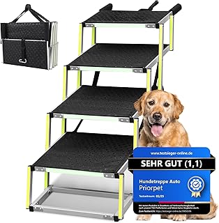 Hundetreppe Auto Klappbar – Hundetreppe Große Hunde – Leuchtende Leitmarkierung – Gelenkschonend…