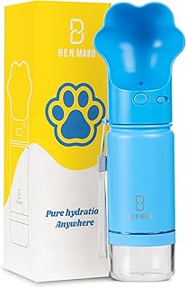 Hunde Wasserflasche mit Snackbehälter – 2-in-1 Hundetrinkflasche aus Edelstahl, auslaufsicher,…