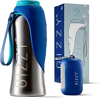 GIZZY® Trinkflasche Hunde für unterwegs – auslaufsicher & robust aus Edelstahl, in 2 Größen i…