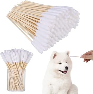 100 Stück Hunde Wattestäbchen Ohrreiniger, 15CM Ohrreinigung für Hunde, Holz Ohrreinigung für…