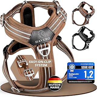 Hundegeschirr Easy-On-Clip – [Kein Überkopfziehen] | Anti-Zug Y-Geschirr Gepolstert Reflektier…